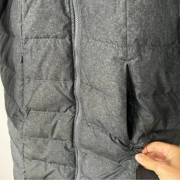 Lands End Down Puffer Coat Grey Hooded Size 10 12 Medium Winter Jacket Long - Picture 4 of 14